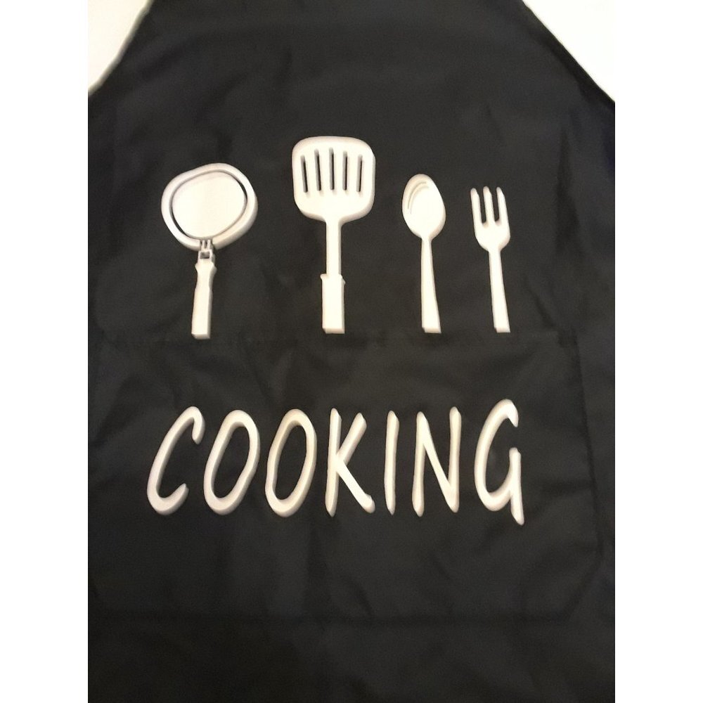 Cooking apron black with gold or white logo bundle of 2 Images May Vary - Picture 2 of 9